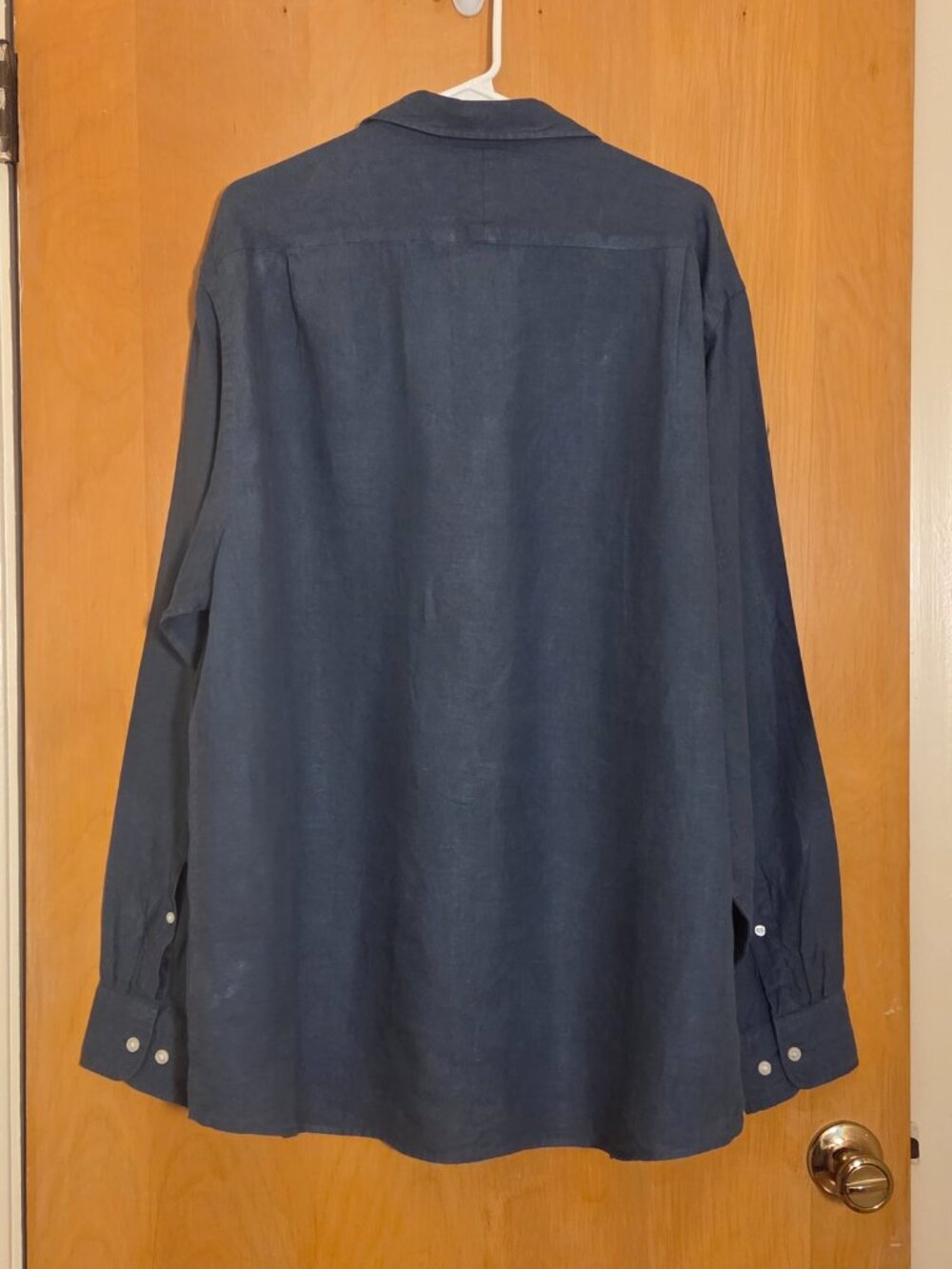 Charles Tyrwhitt 100% Linen Button Up L/S Shirt Mens XL Classic Fit Steel Blue - Picture 2 of 10